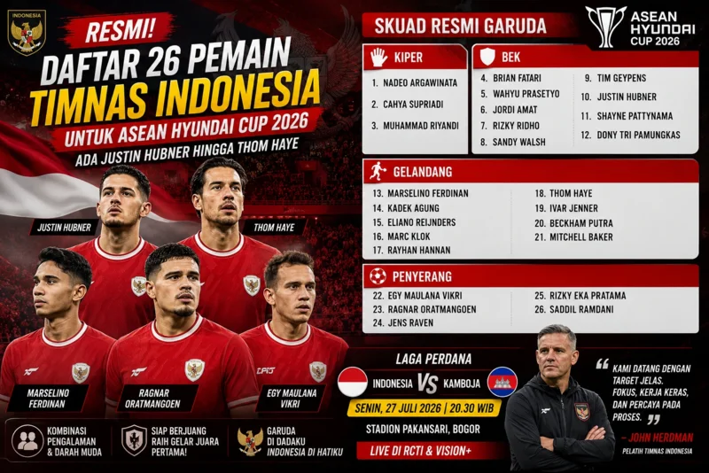 Resmi! Ini Daftar 26 Pemain Timnas Indonesia untuk ASEAN Hyundai Cup 2026.webp